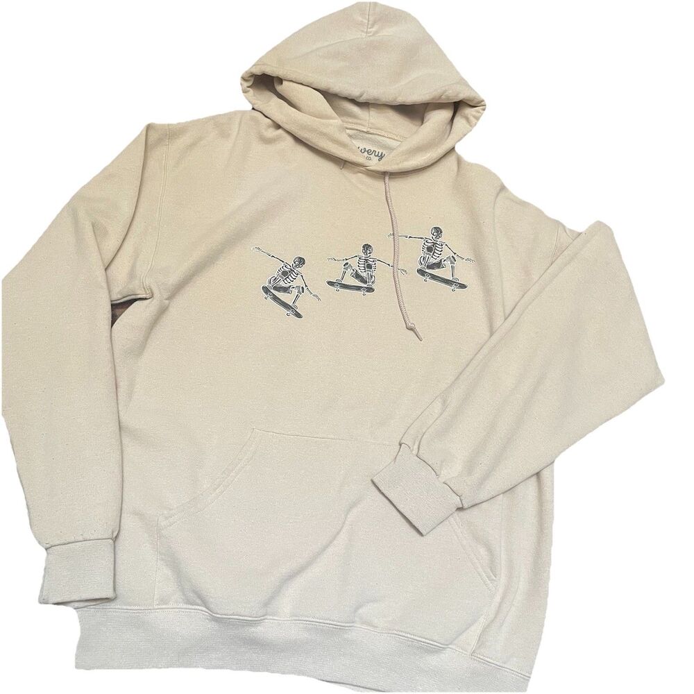 Skateboard Skeleton Hoodie Sweatshirt Mens Large Bowery Supply Co Grunge Skate